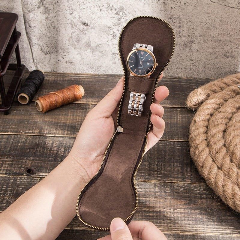 Boîtier Montre Unique Cuir Avec Fermeture Éclair Pour Homme