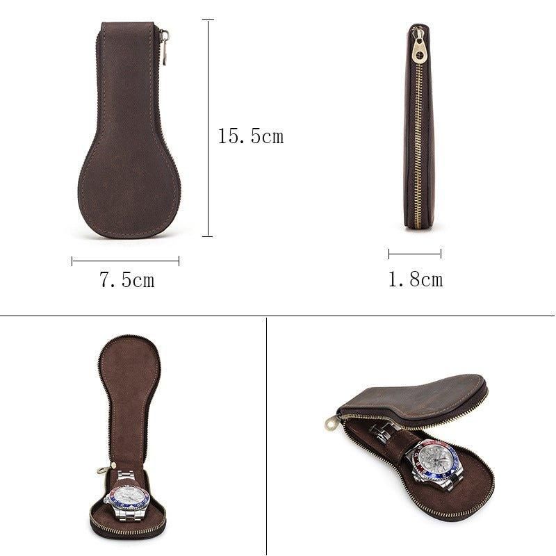 Boîtier Montre Unique Cuir Avec Fermeture Éclair Pour Homme