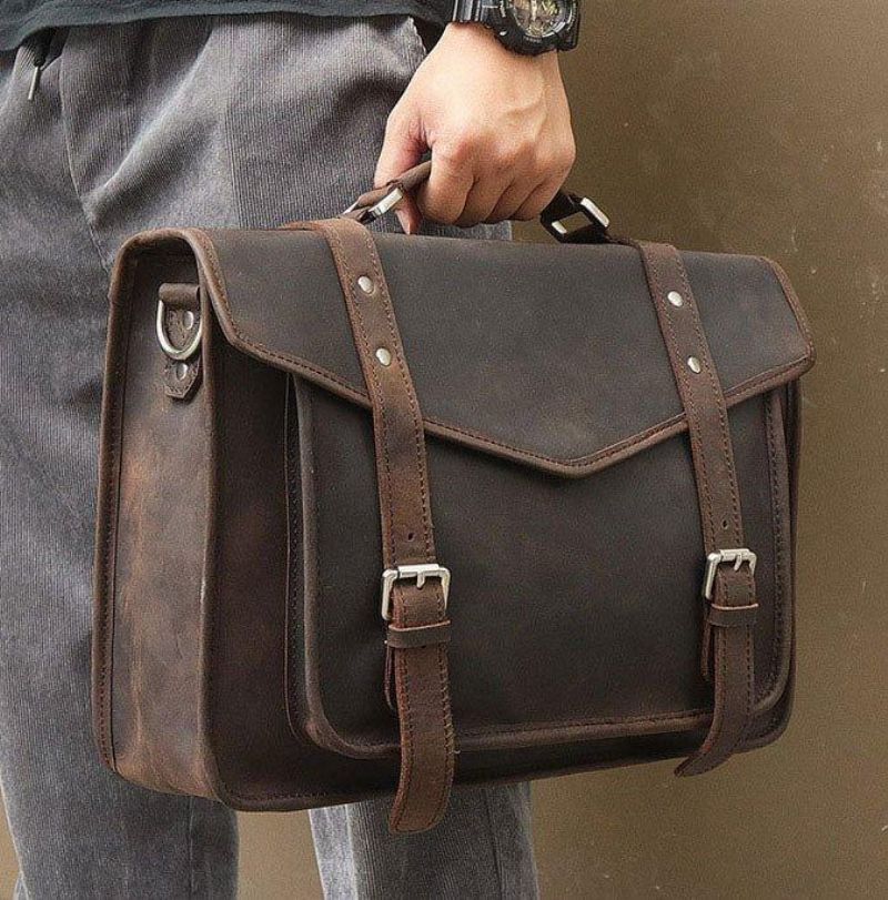 Étui Attaché Cuir Pour Hommes 14 Pouces