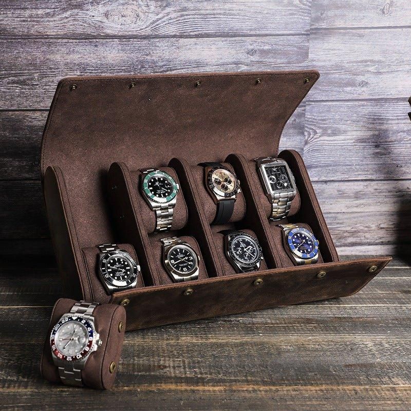 Étui À Montre Cuir Vintage Pour 8 Montres