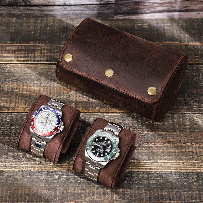 Étui À Roulettes Cuir Vintage Pour 2 Montres