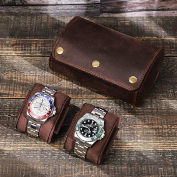 Étui À Roulettes Cuir Vintage Pour 2 Montres