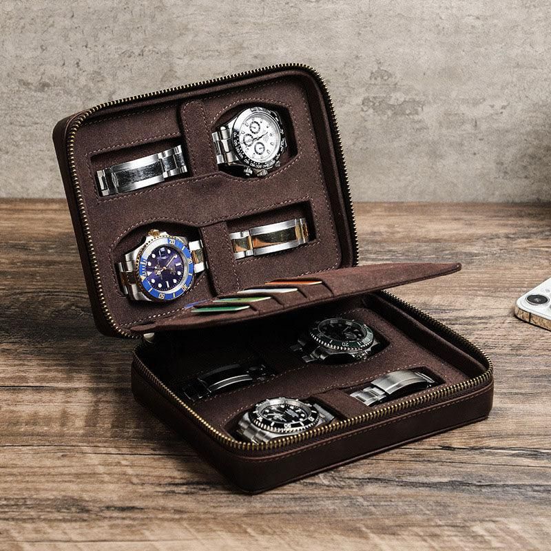 Étui Voyage Multifonctionnel Pour Montre Cuir 4 Personnes