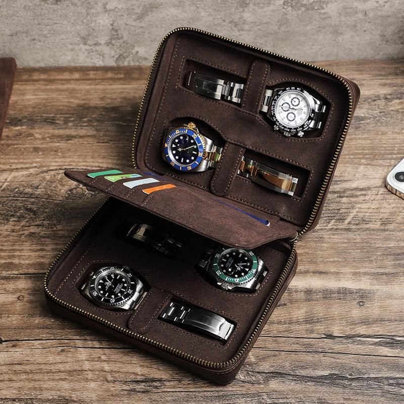 Étui Voyage Multifonctionnel Pour Montre Cuir 4 Personnes