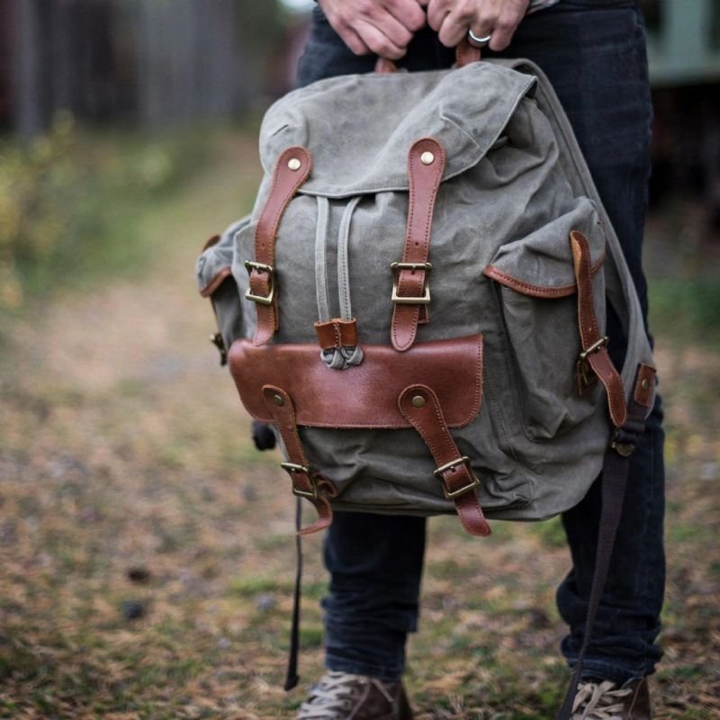 Grand Sac À Dos Vintage Toile Cirée Pour Hommes