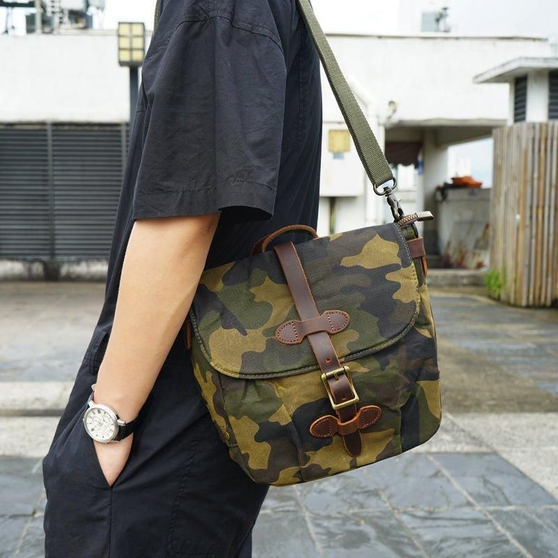 Petit Sac Messager Militaire Toile Pour Hommes