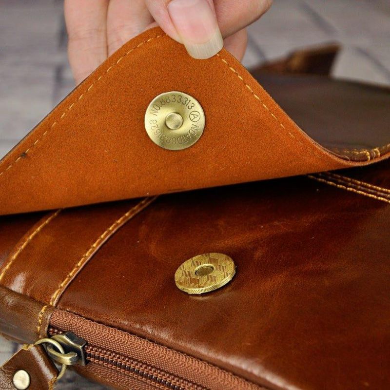 Petit Sac Messager Vintage Cuir Véritable