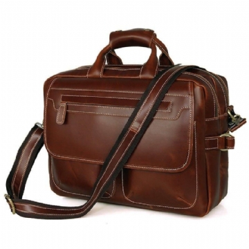 Porte-documents Cuir Pour Hommes Sac Messager 14 Pouces