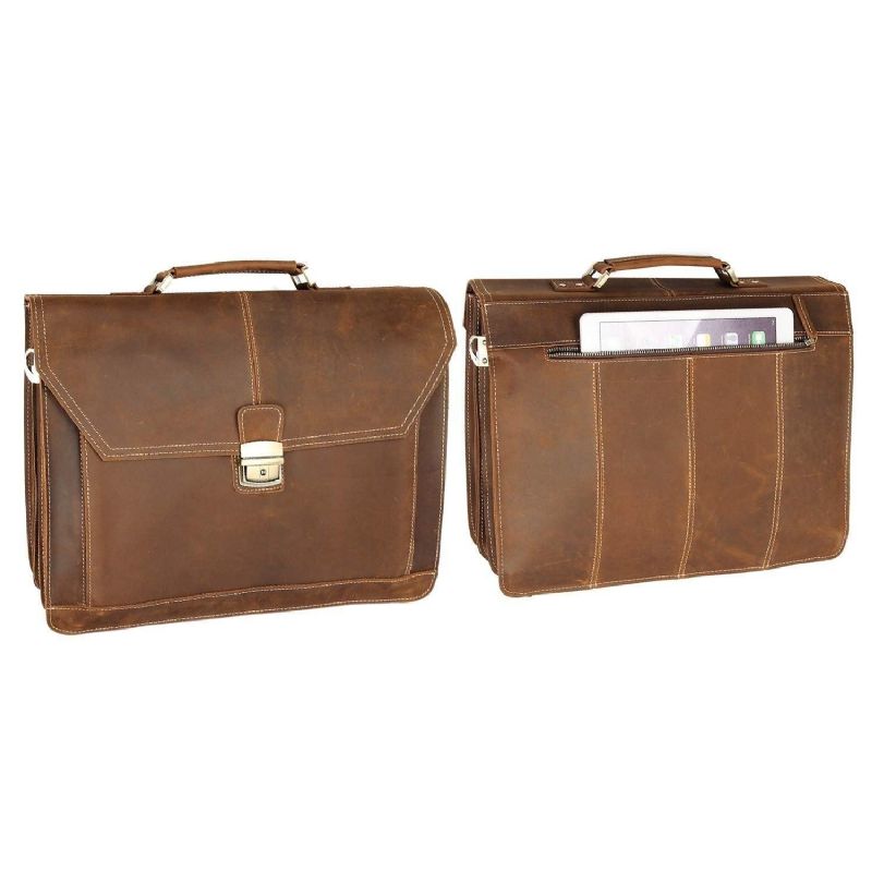 Porte-documents Cuir Pour Ordinateur Portable Hommes Travail 15.6 Pouces