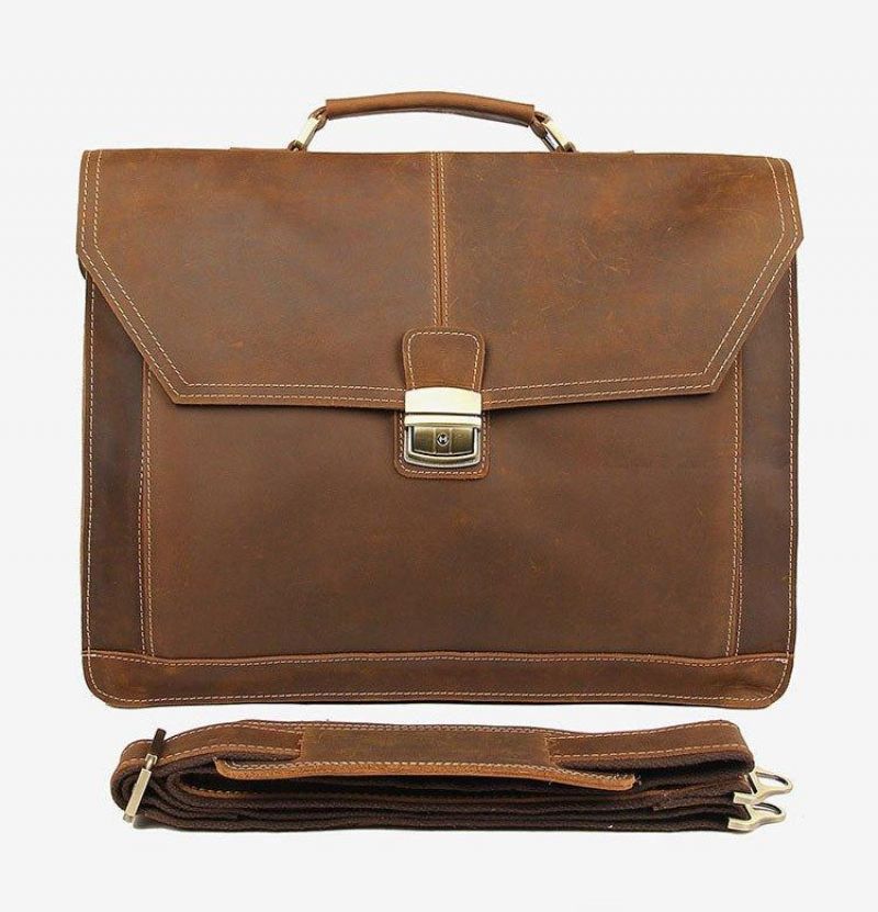 Porte-documents Cuir Pour Ordinateur Portable Hommes Travail 15.6 Pouces