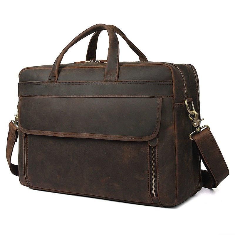 Porte-documents Cuir Vintage 17 Pouces Pour Hommes