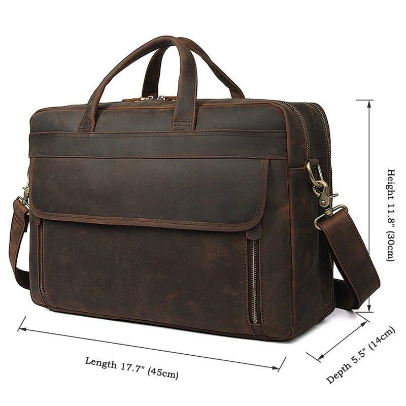 Porte-documents Cuir Vintage 17 Pouces Pour Hommes