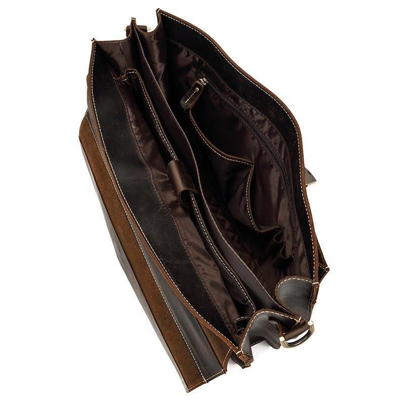 Porte-documents Marron Pour Homme Sac D'ordinateur Portable 14 Pouces