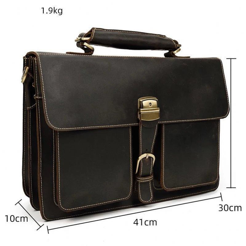 Porte-documents Marron Pour Homme Sac D'ordinateur Portable 14 Pouces