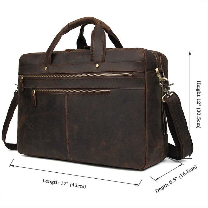 Porte-documents Vintage Cuir Pour Homme 17 Pouces Ordinateur Portable