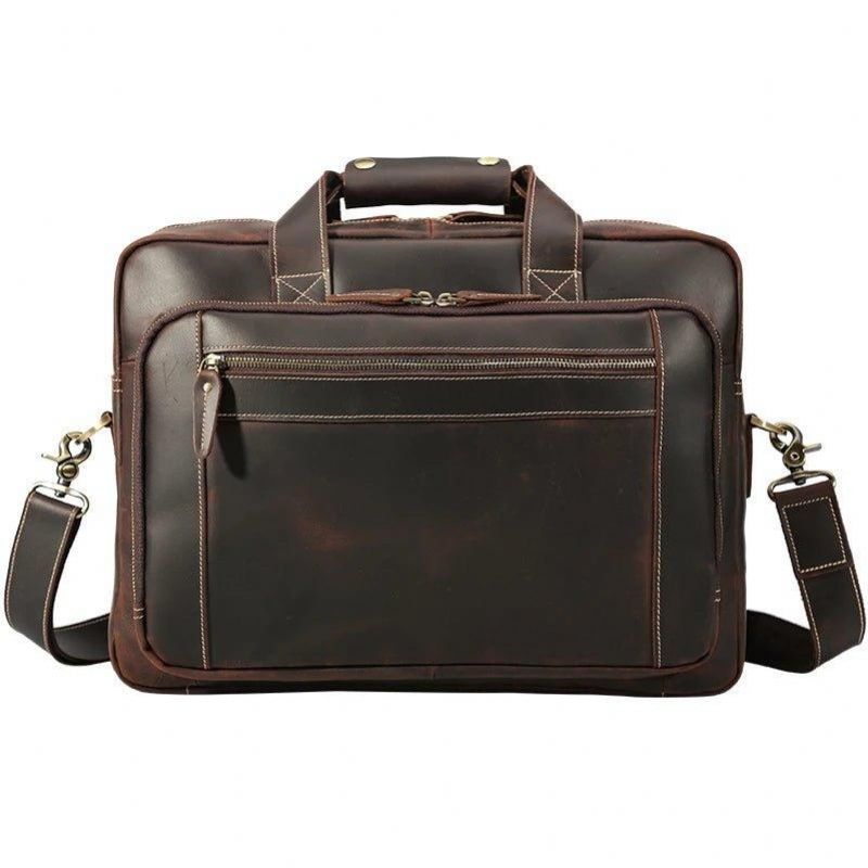 Porte-documents Vintage Cuir Vieilli Pour Ordinateur Portable