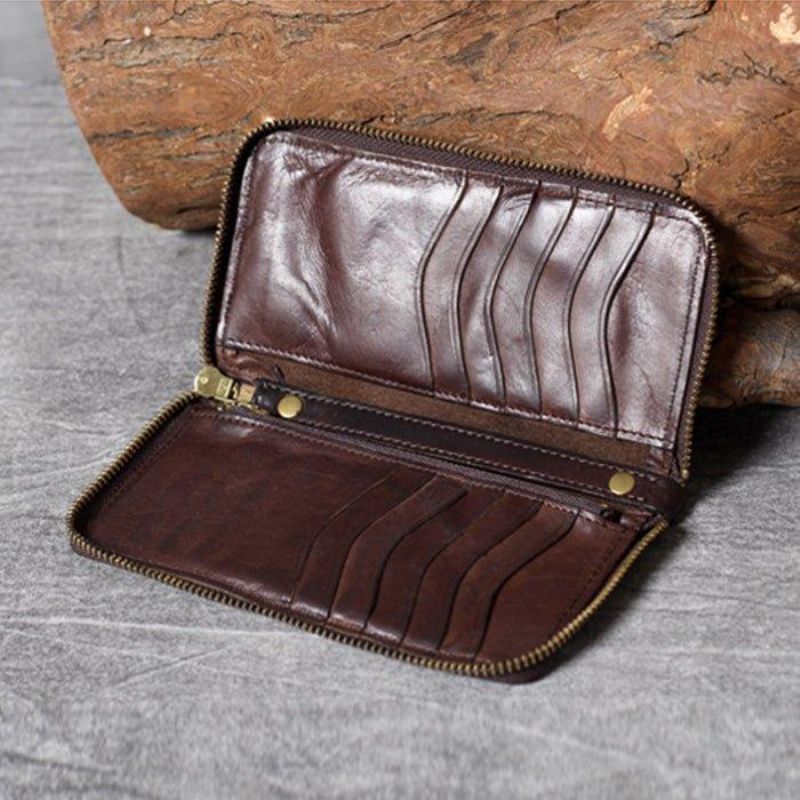 Portefeuille Cuir Pour Homme Avec Fermeture Éclair À L'intérieur