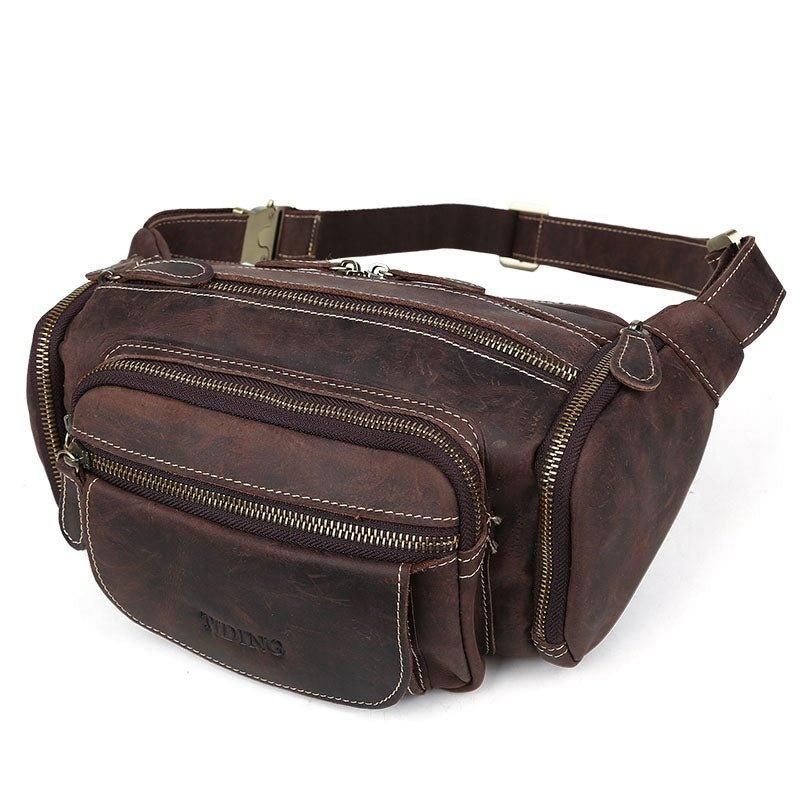 Sac Banane Cuir Vintage Pour Hommes