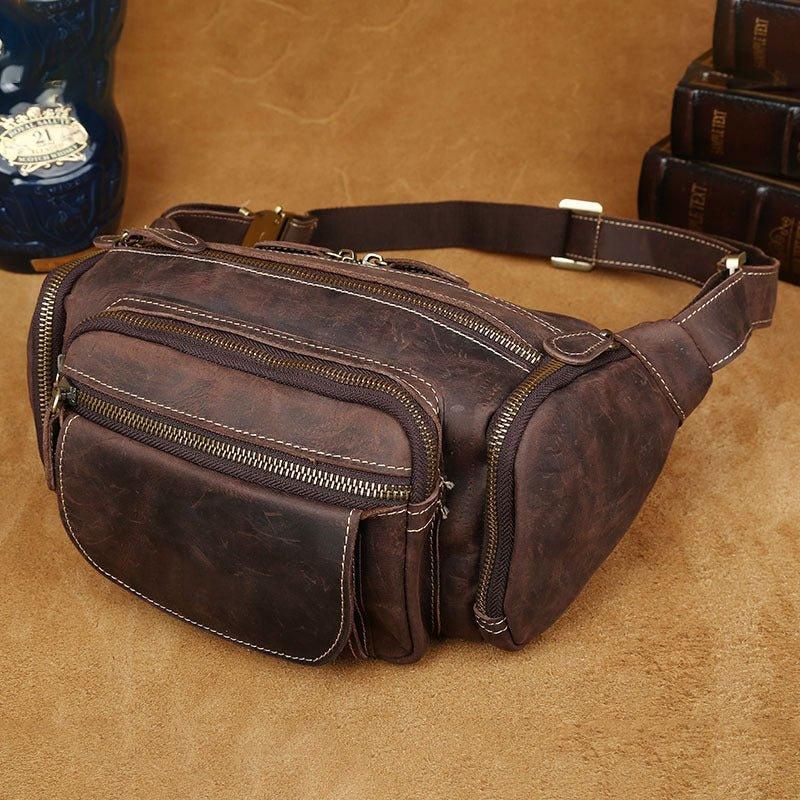 Sac Banane Cuir Vintage Pour Hommes