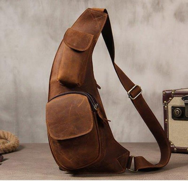 Sac Bandoulière Cuir Crazy Horse Pour Hommes