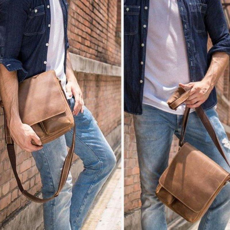 Sac À Bandoulière Cuir Fait Main Pour Homme