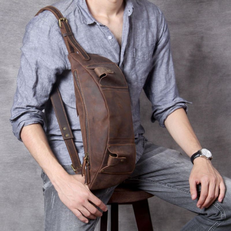 Sac Bandoulière Cuir Pour Hommes Avec Ceinture Réglable