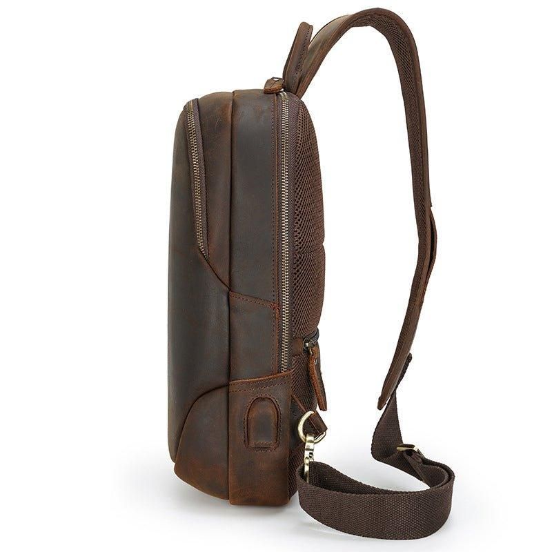 Sac Bandoulière Cuir Pour Hommes Avec Port Usb