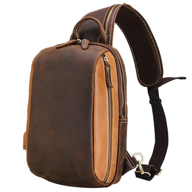 Sac Bandoulière Cuir Pour Hommes Marron