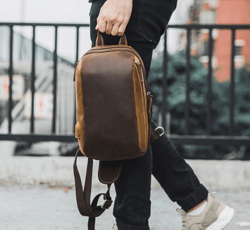 Sac Bandoulière Cuir Pour Hommes Marron