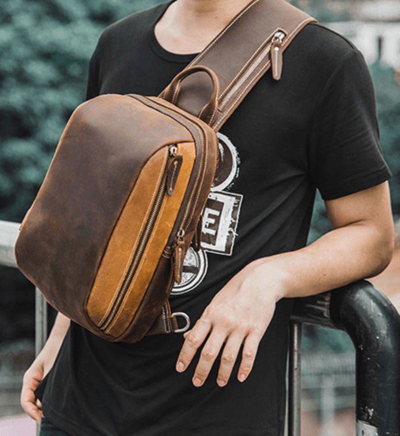 Sac Bandoulière Cuir Pour Hommes Marron