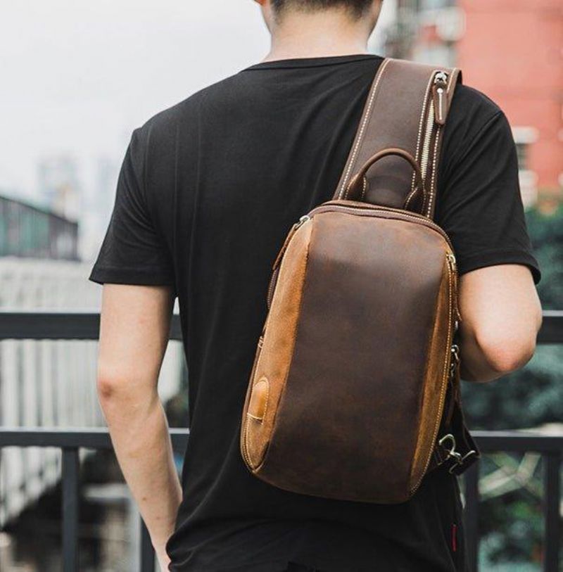 Sac Bandoulière Cuir Pour Hommes Marron