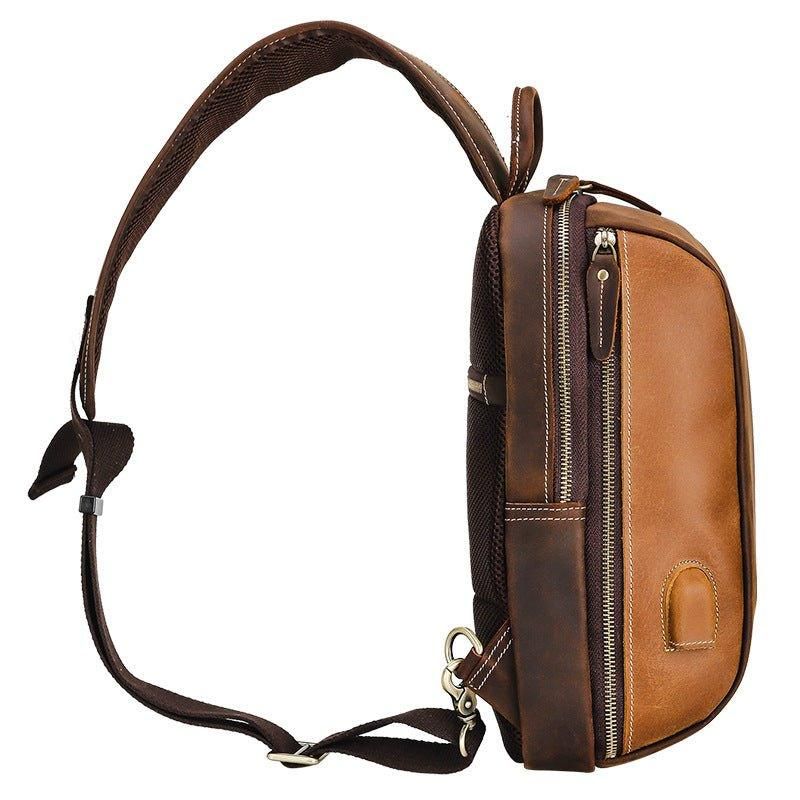 Sac Bandoulière Cuir Pour Hommes Marron