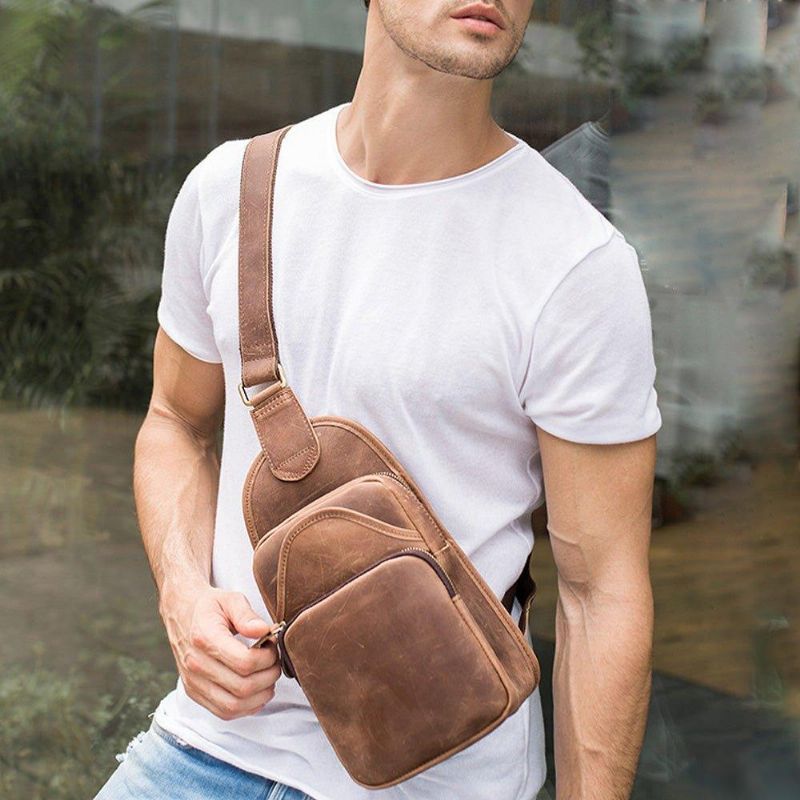 Sac À Bandoulière Cuir Véritable Pour Hommes