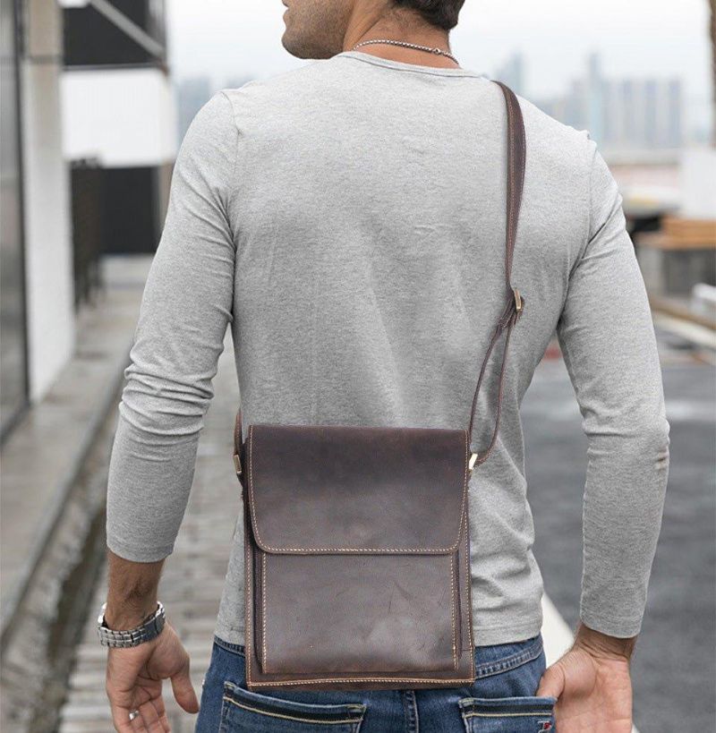 Sac À Bandoulière Messager Cuir Véritable Pour Hommes