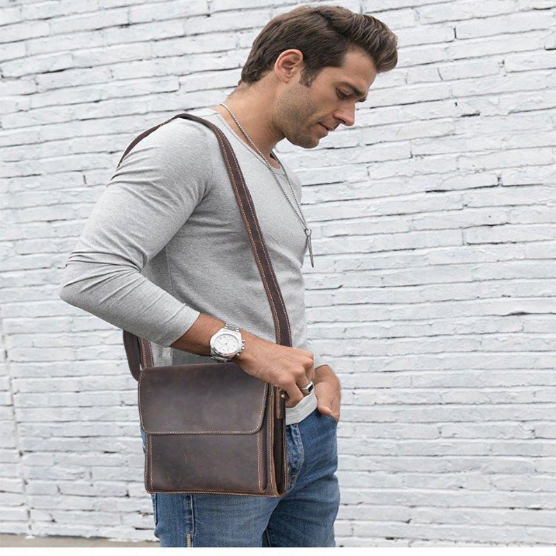 Sac À Bandoulière Messager Cuir Véritable Pour Hommes