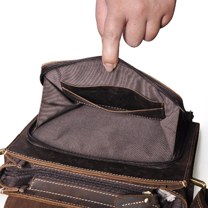 Sac À Bandoulière Messager Cuir Véritable Pour Hommes