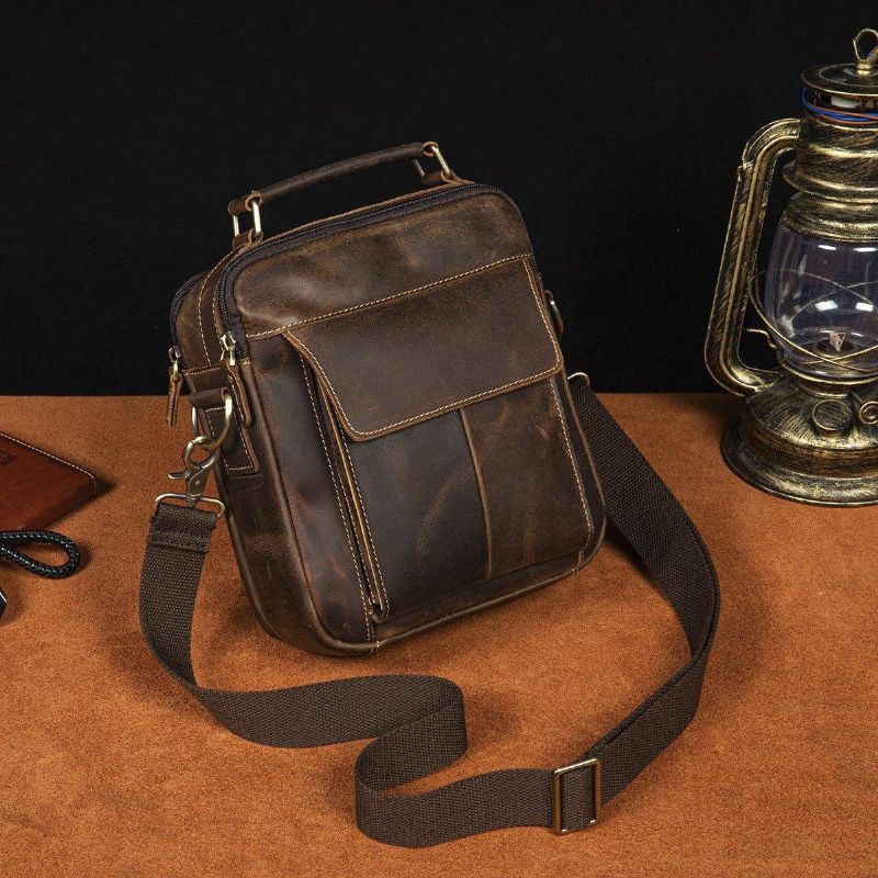 Sac À Bandoulière Messager Cuir Vintage Pour Hommes