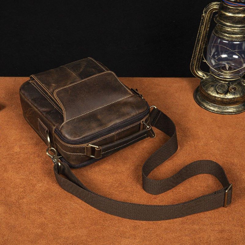 Sac À Bandoulière Messager Cuir Vintage Pour Hommes