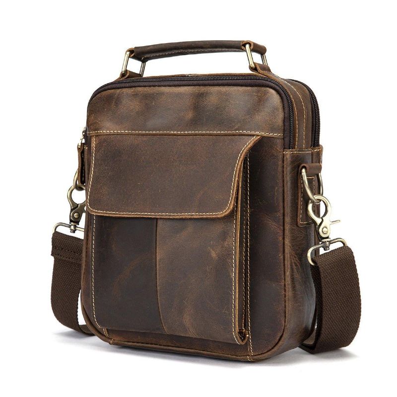 Sac À Bandoulière Messager Cuir Vintage Pour Hommes