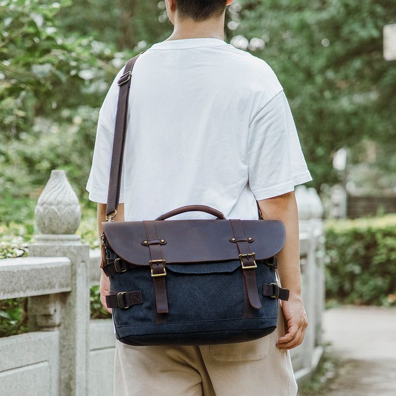 Sac À Bandoulière Toile Vintage Pour Hommes Sacoche