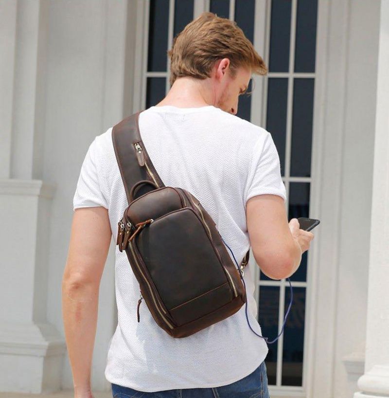 Sac Bandoulière Vintage Pour Homme Cuir