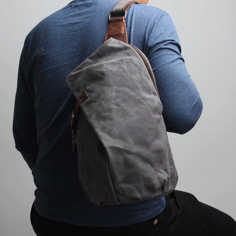 Sac À Bandoulière Vintage Toile Cirée Pour Hommes