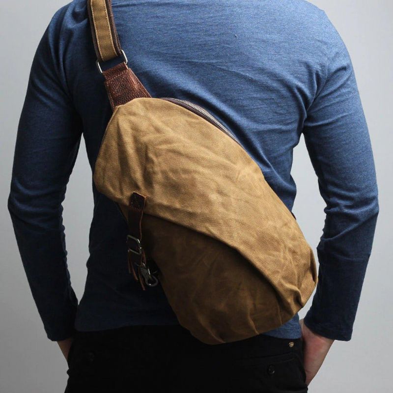 Sac À Bandoulière Vintage Toile Cirée Pour Hommes