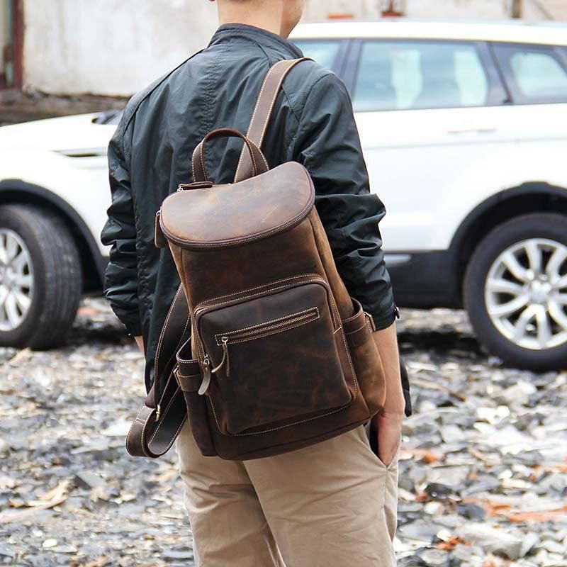 Sac À Dos Cuir Grande Capacité Pour Ordinateur Portable 15.6 Pouces