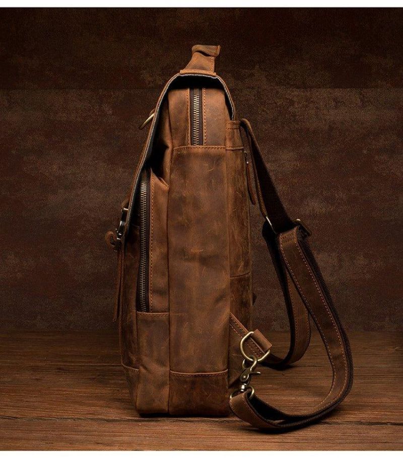 Sac À Dos Cuir Pour Hommes Avec Compartiment Ordinateur Portable