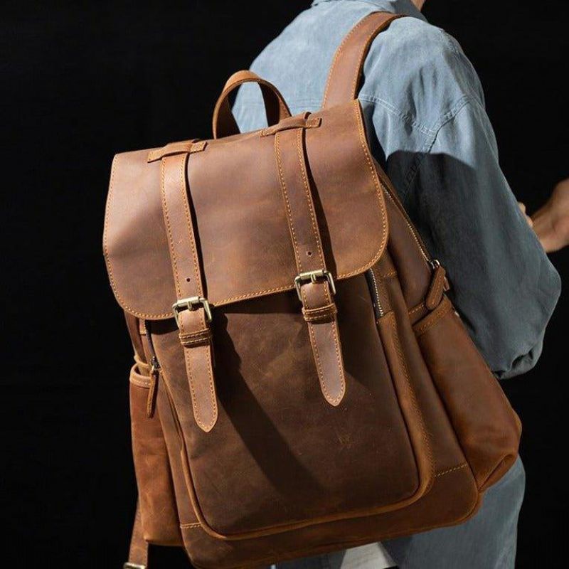 Sac À Dos Cuir Pour Hommes Avec Poche Avant