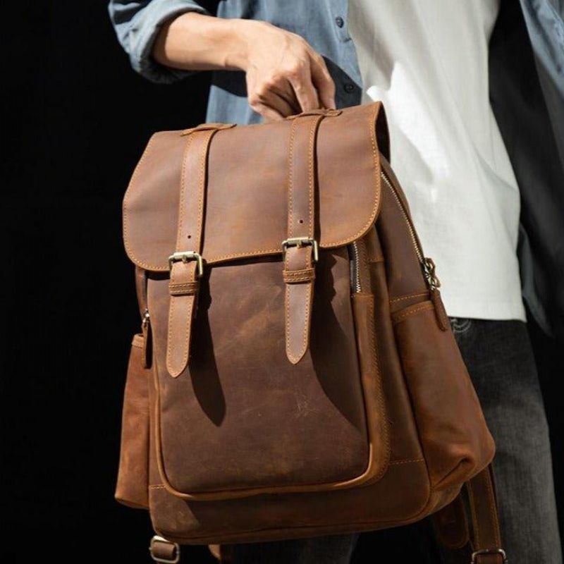 Sac À Dos Cuir Pour Hommes Avec Poche Avant