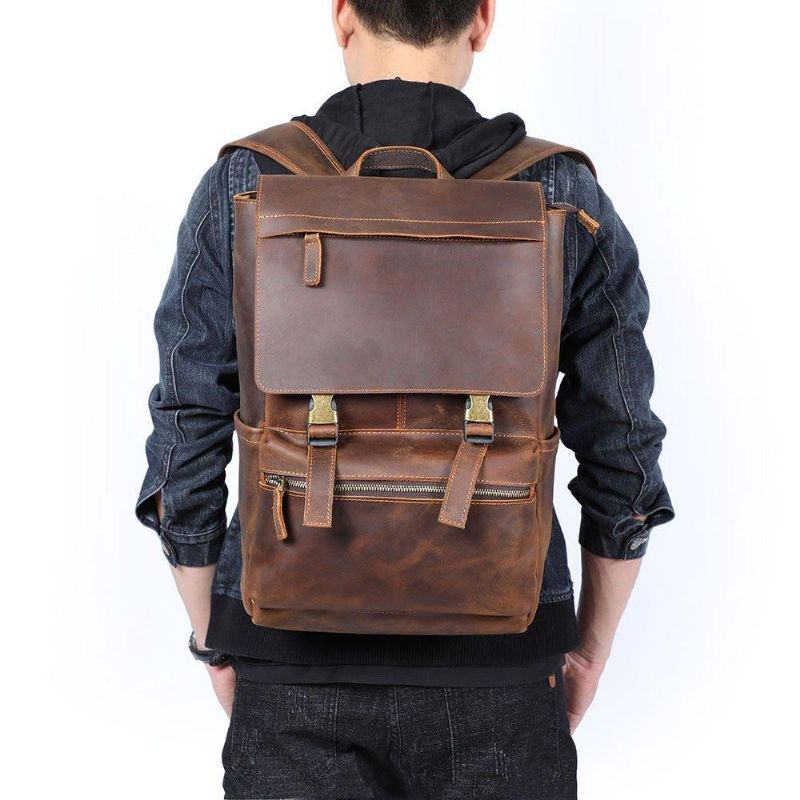 Sac À Dos Cuir Vachette Pour Homme Ordinateur Portable 15.6 Pouces