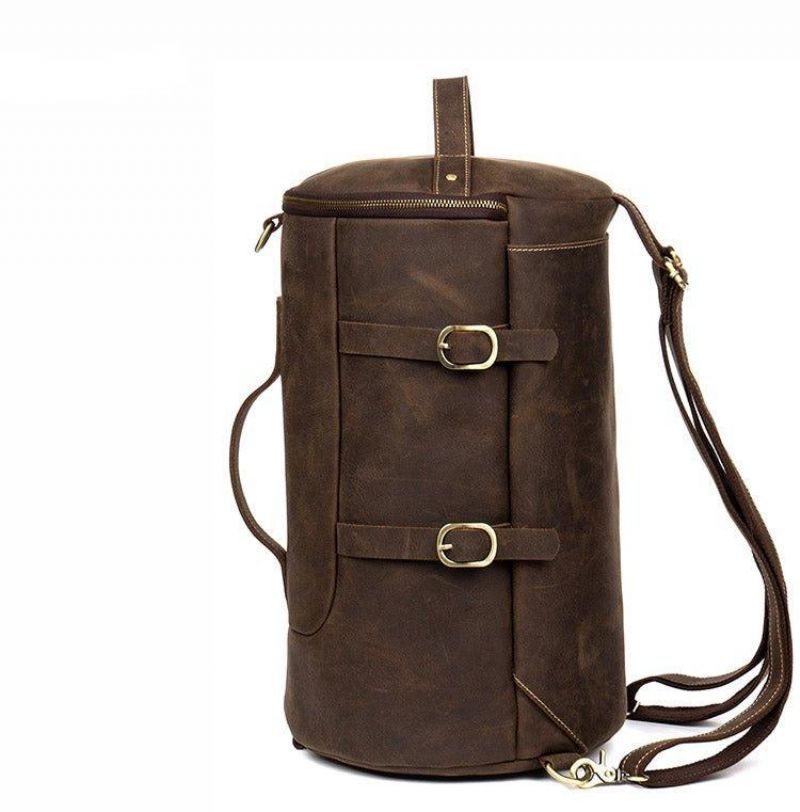 Sac À Dos Cuir Vintage Pour Hommes Forme Grand Baril