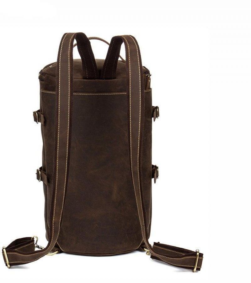 Sac À Dos Cuir Vintage Pour Hommes Forme Grand Baril